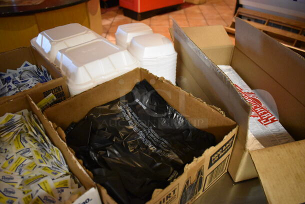 ALL ONE MONEY! Lot of Various Products Including Sugar Packets, Malt Vinegar Bottles and To Go Containers. (Front Kitchen)  - Image 6 of 6