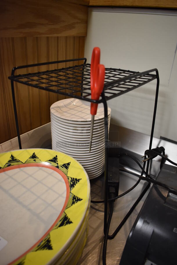 ALL ONE MONEY! Lot of Various Items Including Epson M188B Receipt Printer, Ceramic Plates and Black Wire Rack. (Front Kitchen) - Image 5 of 7