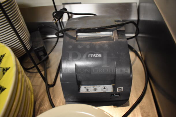 ALL ONE MONEY! Lot of Various Items Including Epson M188B Receipt Printer, Ceramic Plates and Black Wire Rack. (Front Kitchen) - Image 6 of 7