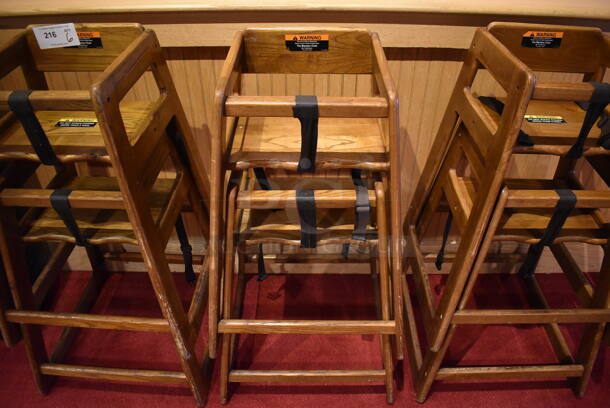 6 Wooden High Chairs. 6 Times Your Bid! (Side Dining Room)