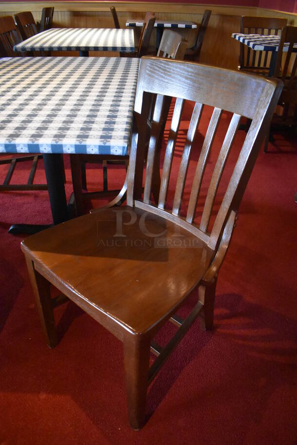 Table w/ Table Cloth on Black Metal Table Base and 4 Wooden Dining Chairs. Stock Picture - Cosmetic Condition May Vary. 30x48x28, 18x16x35. (Party Dining Room) - Image 2 of 5