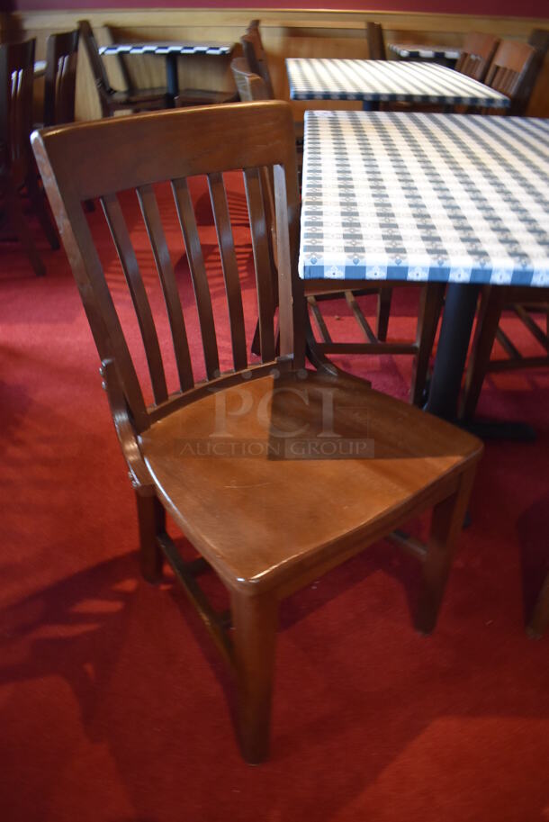 Table w/ Table Cloth on Black Metal Table Base and 4 Wooden Dining Chairs. Stock Picture - Cosmetic Condition May Vary. 30x48x28, 18x16x35. (Party Dining Room) - Image 3 of 5