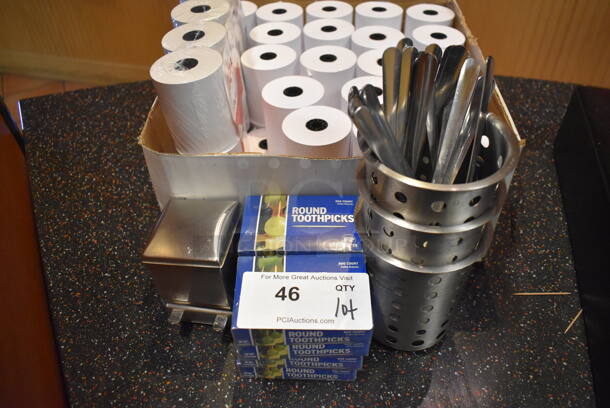 ALL ONE MONEY! Lot of Various Items Including Receipt Printer Paper Rolls and Utensils. (Front Kitchen) - Image 2 of 4