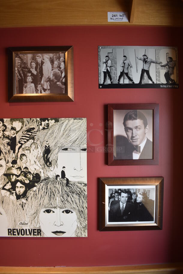 ALL ONE MONEY! Wall Lot of Various Pictures Including Audrey Hepburn, Tennis Racket and Actors. BUYER MUST REMOVE. (Party Dining Room) - Image 9 of 10