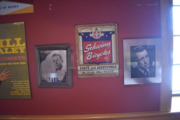 ALL ONE MONEY! Wall Lot of Various Pictures Including Actors, Budweiser Sign and Bill Haley. BUYER MUST REMOVE. (Party Dining Room) - Image 4 of 5