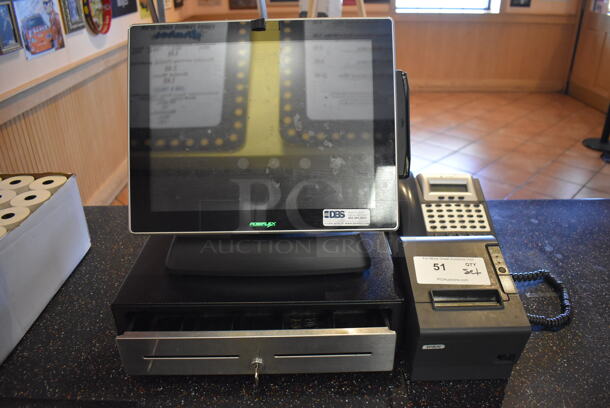 ALL ONE MONEY! Lot of Posiflex XT-3000 15" POS Monitor w/ CyberPower 1000VA UPS, Epson M129H Receipt Printer and Metal Cash Drawer. Unit Was In Working Condition When Restaurant Closed. (Front Kitchen) - Image 2 of 9