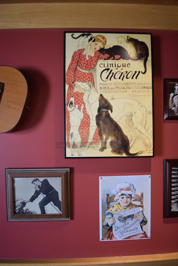 ALL ONE MONEY! Wall Lot of Various Pictures Including Actors, Elvis, Clint Eastwood and Guitar. BUYER MUST REMOVE. (Party Dining Room) - Image 5 of 7