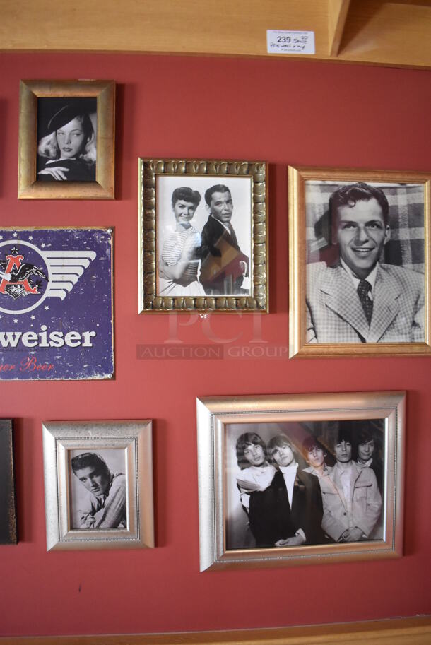 ALL ONE MONEY! Wall Lot of Various Pictures Including Actors, Elvis, Clint Eastwood and Guitar. BUYER MUST REMOVE. (Party Dining Room) - Image 7 of 7