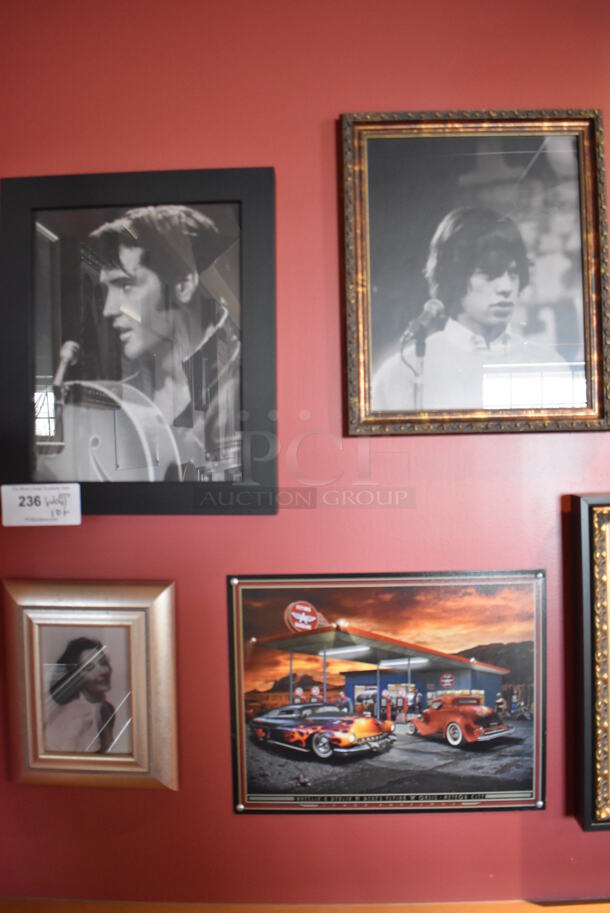 ALL ONE MONEY! Wall Lot of Various Pictures Including Audrey Hepburn, Elvis and Rolling Stones. BUYER MUST REMOVE. (Party Dining Room) - Image 2 of 7