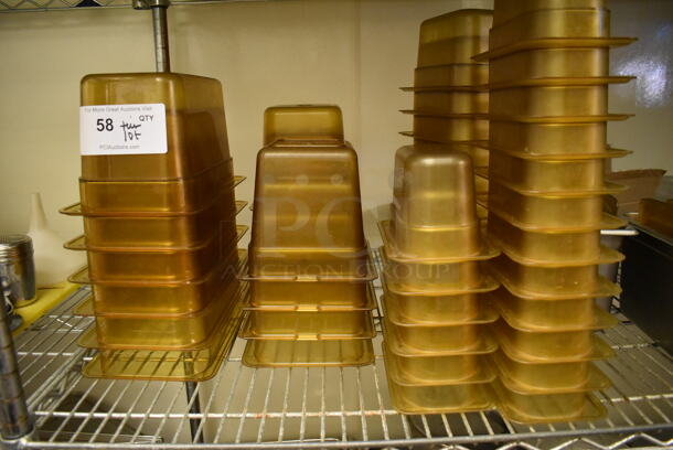 ALL ONE MONEY! Tier Lot of Various Items Including Poly Amber Colored Drop In Bins and Clear Bins. (Kitchen) - Image 2 of 4