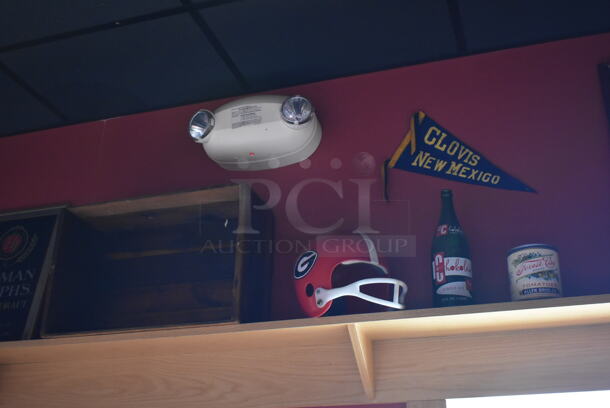 ALL ONE MONEY! Shelf Lot of Various Items Including Fan and Crates and Wall Decor Above The Shelf. Does Not Include The Shelf Itself. BUYER MUST REMOVE. (Party Dining Room) - Image 4 of 7