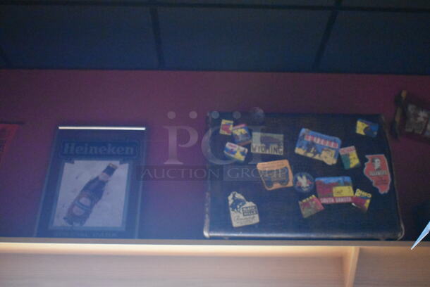 ALL ONE MONEY! Shelf Lot of Various Items Including Fan and Crates and Wall Decor Above The Shelf. Does Not Include The Shelf Itself. BUYER MUST REMOVE. (Party Dining Room) - Image 6 of 7