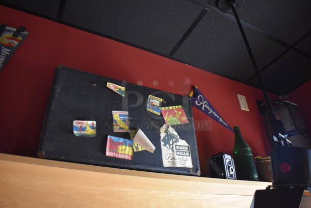 ALL ONE MONEY! Shelf Lot of Various Items Including Helmet and Crates and Wall Decor Above The Shelf. Does Not Include The Shelf Itself. BUYER MUST REMOVE. (Party Dining Room) - Image 5 of 6