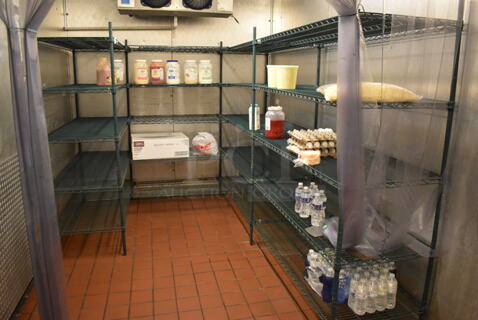 Metro Green Finish 5 Tier U Shaped Shelving Unit w/ 10 Poles. Includes 24x60x75. BUYER MUST REMOVE: BUYER MUST DISMANTLE. PCI CANNOT DISMANTLE FOR SHIPPING. PLEASE CONSIDER FREIGHT CHARGES. (Walk In Boxes)