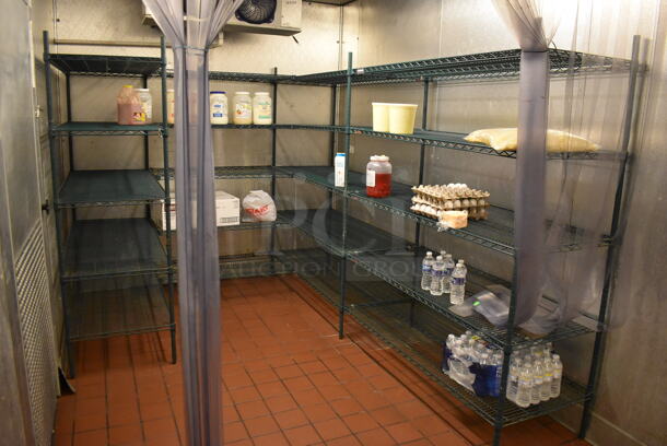 Metro Green Finish 5 Tier U Shaped Shelving Unit w/ 10 Poles. Includes 24x60x75. BUYER MUST REMOVE: BUYER MUST DISMANTLE. PCI CANNOT DISMANTLE FOR SHIPPING. PLEASE CONSIDER FREIGHT CHARGES. (Walk In Boxes) - Image 2 of 6