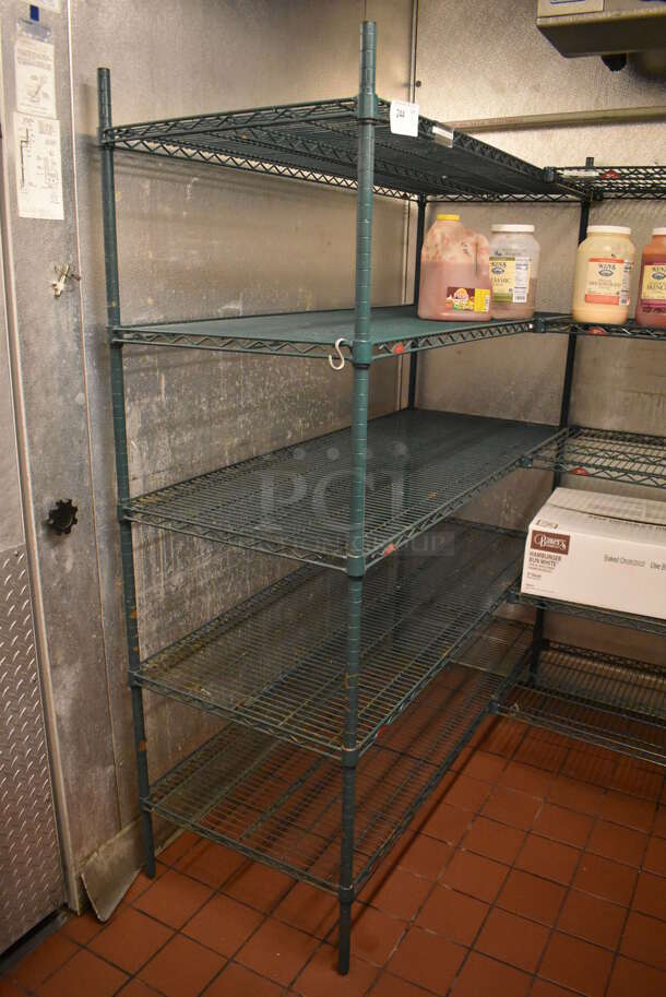 Metro Green Finish 5 Tier U Shaped Shelving Unit w/ 10 Poles. Includes 24x60x75. BUYER MUST REMOVE: BUYER MUST DISMANTLE. PCI CANNOT DISMANTLE FOR SHIPPING. PLEASE CONSIDER FREIGHT CHARGES. (Walk In Boxes) - Image 6 of 6