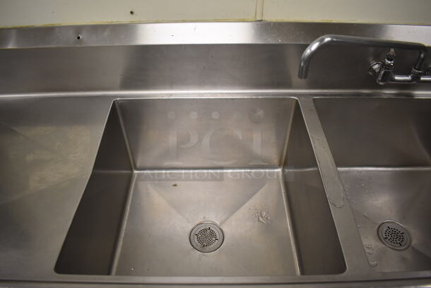 Stainless Steel Commercial 3 Bay Sink w/ Dual Drain Boards, Faucet and Handles. BUYER MUST REMOVE. (Kitchen) - Image 3 of 8