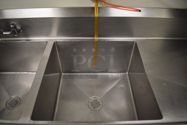 Stainless Steel Commercial 3 Bay Sink w/ Dual Drain Boards, Faucet and Handles. BUYER MUST REMOVE. (Kitchen) - Image 5 of 8