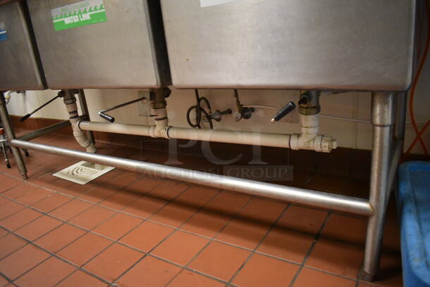 Stainless Steel Commercial 3 Bay Sink w/ Dual Drain Boards, Faucet and Handles. BUYER MUST REMOVE. (Kitchen) - Image 8 of 8