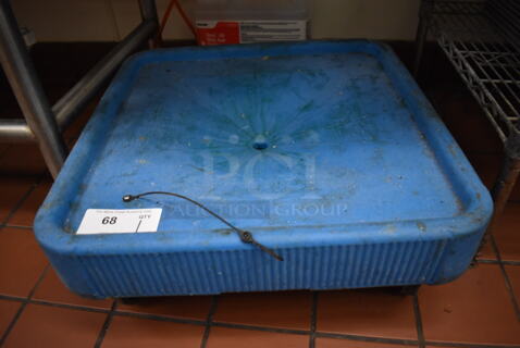 Blue Poly Dolly on Commercial Casters. (Kitchen)