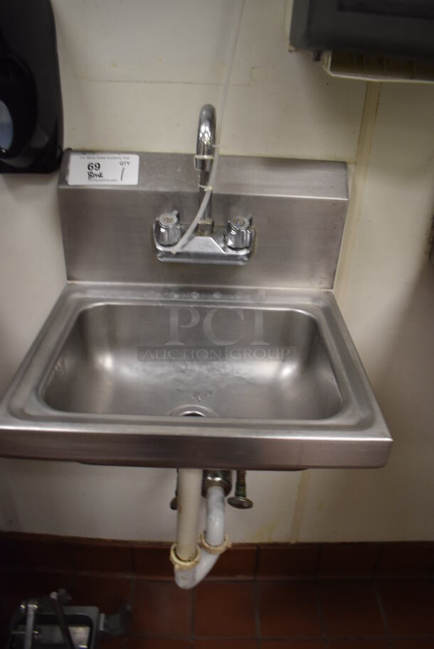 Stainless Steel Commercial Single Bay Wall Mount Sink w/ Faucet and Handles. BUYER MUST REMOVE. (Kitchen) - Image 2 of 6