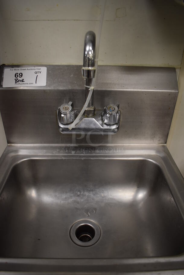 Stainless Steel Commercial Single Bay Wall Mount Sink w/ Faucet and Handles. BUYER MUST REMOVE. (Kitchen) - Image 5 of 6