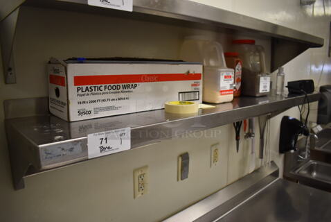 Stainless Steel Wall Mount Shelf w/ Contents Including Food Wrap. BUYER MUST REMOVE. (Kitchen)