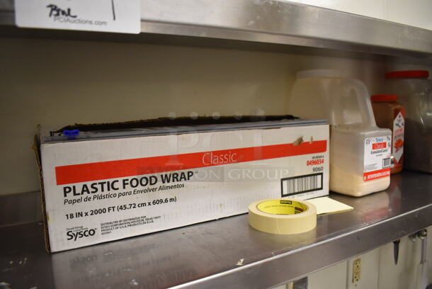 Stainless Steel Wall Mount Shelf w/ Contents Including Food Wrap. BUYER MUST REMOVE. (Kitchen) - Image 2 of 4