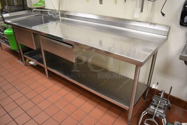 Stainless Steel Commercial Single Bay Sink w/ Faucet, Handles, Counter and Under Shelf. BUYER MUST REMOVE. (Kitchen) - Image 1 of 6
