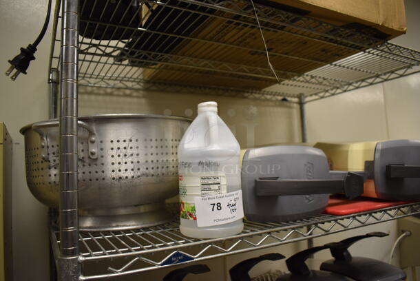 ALL ONE MONEY! Tier Lot of Various Items Including Metal Colander, Vinegar and Condiment Dispensers. (Kitchen) - Image 1 of 4