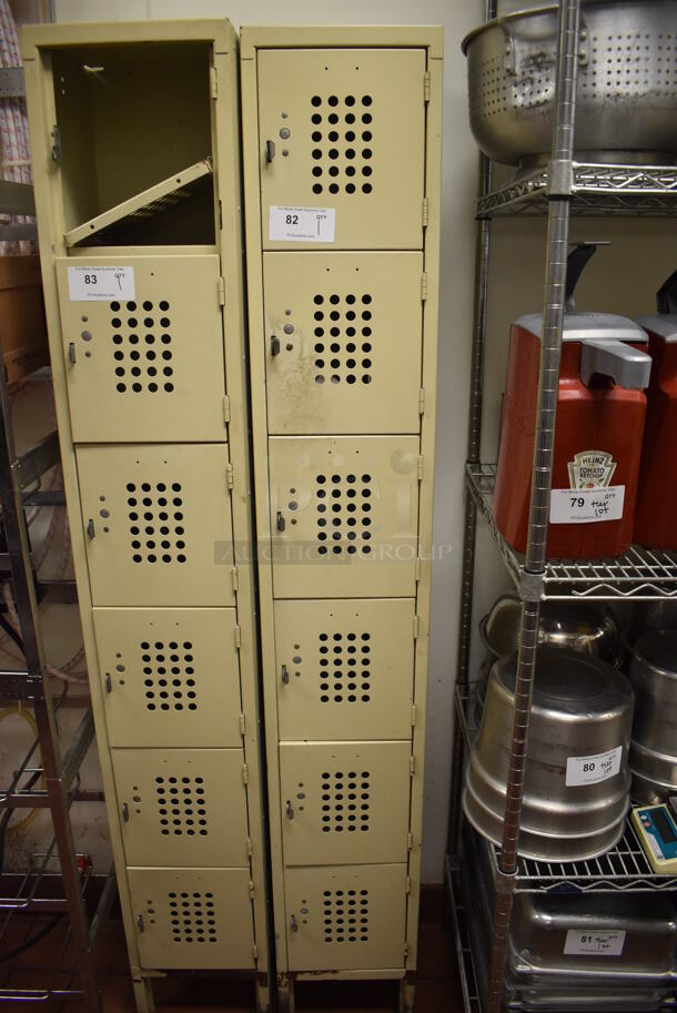 Tan Metal 6 Cubby Locker. (Kitchen)