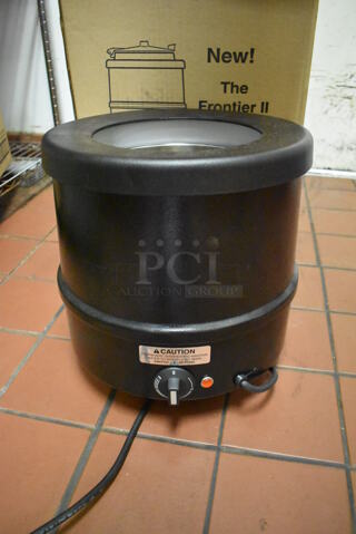 IN ORIGINAL BOX! Frontier II Metal Commercial Countertop Soup Kettle Food Warmer. 120 Volts, 1 Phase. Unit Was In Working Condition When Restaurant Closed. (Kitchen)