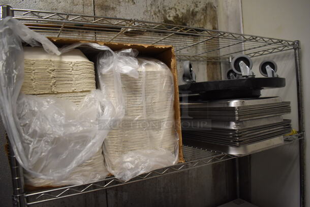 ALL ONE MONEY! Tier Lot of Various Items Including To Go Carriers and Stainless Steel Drop In Bins. (Kitchen) - Image 1 of 4