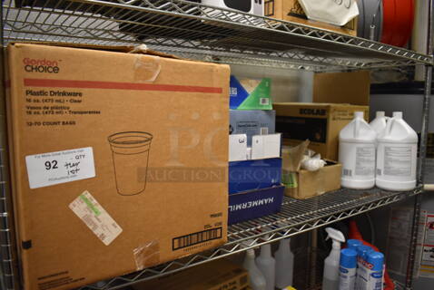 ALL ONE MONEY! Tier Lot of Various Items Including Paper Products and Hand Sanitizer Jugs. (Kitchen)