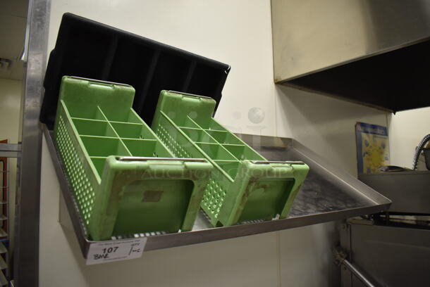 Stainless Steel Wall Mount Shelf w/ Poly Silverware Holders. BUYER MUST REMOVE. (Kitchen) - Image 1 of 3