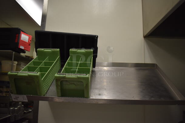 Stainless Steel Wall Mount Shelf w/ Poly Silverware Holders. BUYER MUST REMOVE. (Kitchen) - Image 2 of 3