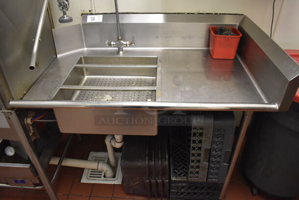 Stainless Steel Commercial Right Side Dirty Side Dishwasher Table w/ Spray Nozzle Attachment, Handles and Straining Insert. BUYER MUST REMOVE. (Kitchen) - Image 1 of 5