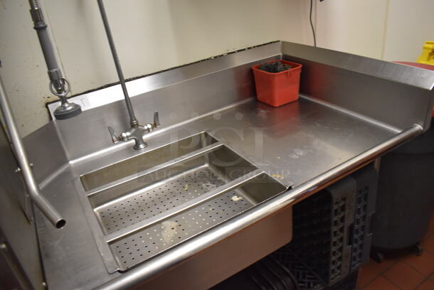 Stainless Steel Commercial Right Side Dirty Side Dishwasher Table w/ Spray Nozzle Attachment, Handles and Straining Insert. BUYER MUST REMOVE. (Kitchen) - Image 2 of 5