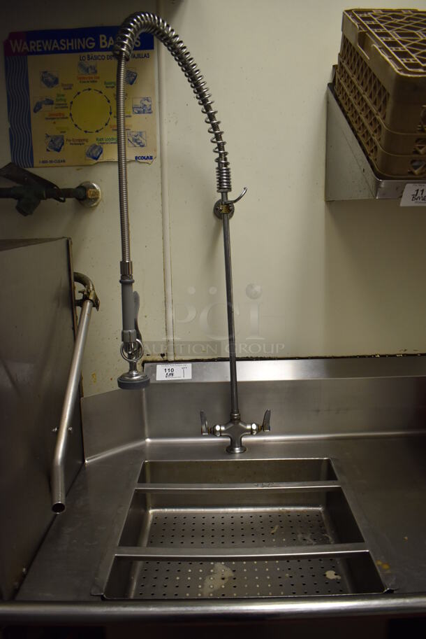 Stainless Steel Commercial Right Side Dirty Side Dishwasher Table w/ Spray Nozzle Attachment, Handles and Straining Insert. BUYER MUST REMOVE. (Kitchen) - Image 3 of 5