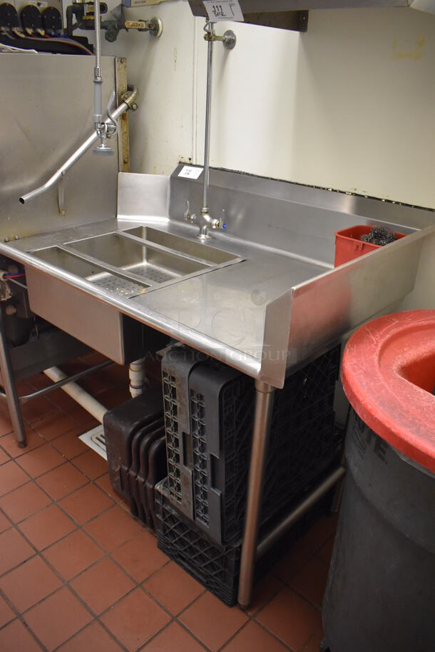Stainless Steel Commercial Right Side Dirty Side Dishwasher Table w/ Spray Nozzle Attachment, Handles and Straining Insert. BUYER MUST REMOVE. (Kitchen) - Image 5 of 5