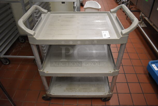 Gray Poly 3 Tier Cart on Commercial Casters. (Kitchen)