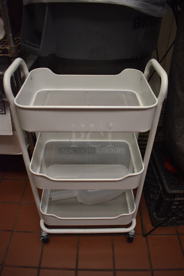ALL ONE MONEY! Lot of Poly Brute Trash Can and White 3 Tier Rack. Does Not Include Laundry Frames. (Kitchen) - Image 2 of 5
