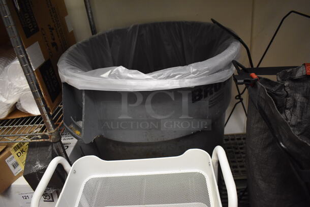 ALL ONE MONEY! Lot of Poly Brute Trash Can and White 3 Tier Rack. Does Not Include Laundry Frames. (Kitchen) - Image 5 of 5