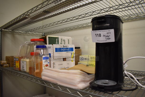 ALL ONE MONEY! Tier Lot of Various Items Including Toastmaster Machine, Seasonings and Sheets. (Kitchen) - Image 1 of 4