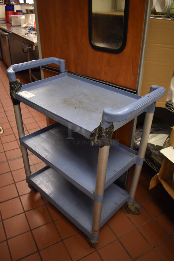 Blue Poly 3 Tier Cart w/ Handles on Commercial Casters. (Kitchen) - Image 2 of 5