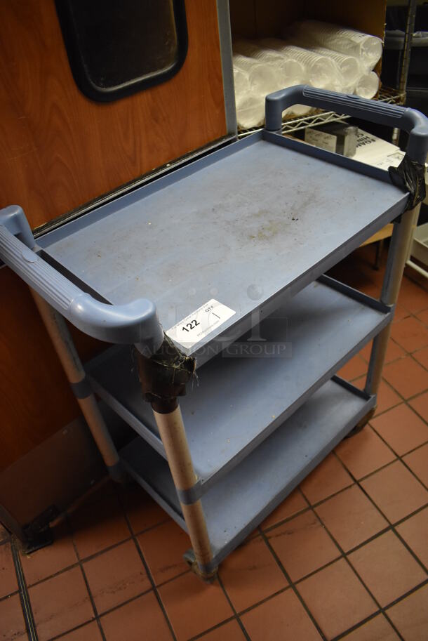 Blue Poly 3 Tier Cart w/ Handles on Commercial Casters. (Kitchen) - Image 4 of 5