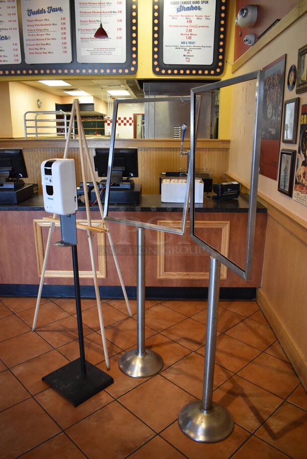 ALL ONE MONEY! Lot of 4 Various Items; 2 Sign Frames, Easel and Hand Sanitizer. BUYER MUST REMOVE. (Lobby) - Image 4 of 4