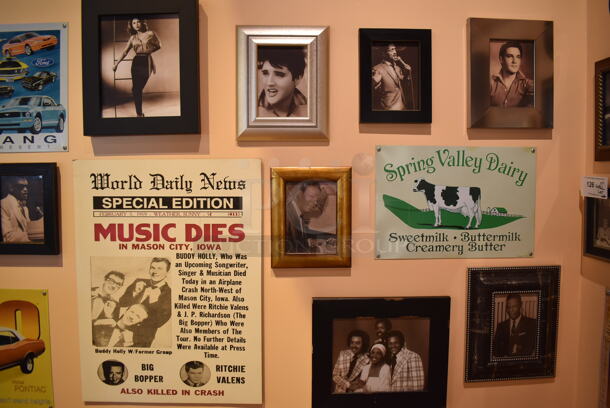 ALL ONE MONEY! Wall Lot of Various Pictures Including Beatles, Elvis and Dale Earnhardt Jr. BUYER MUST REMOVE. (Lobby) - Image 2 of 6