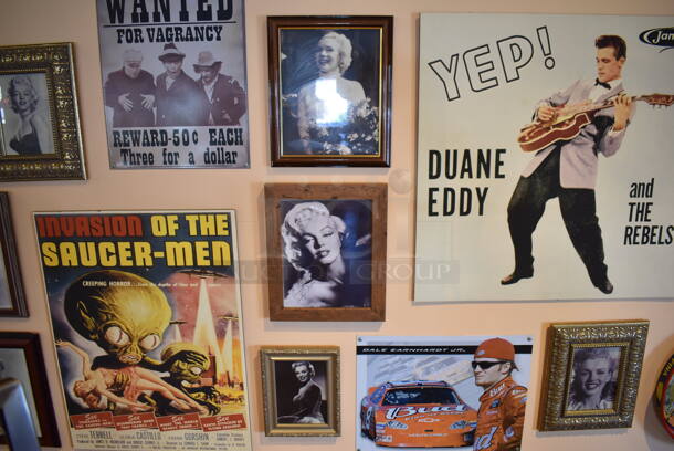 ALL ONE MONEY! Wall Lot of Various Pictures Including Beatles, Elvis and Dale Earnhardt Jr. BUYER MUST REMOVE. (Lobby) - Image 5 of 6