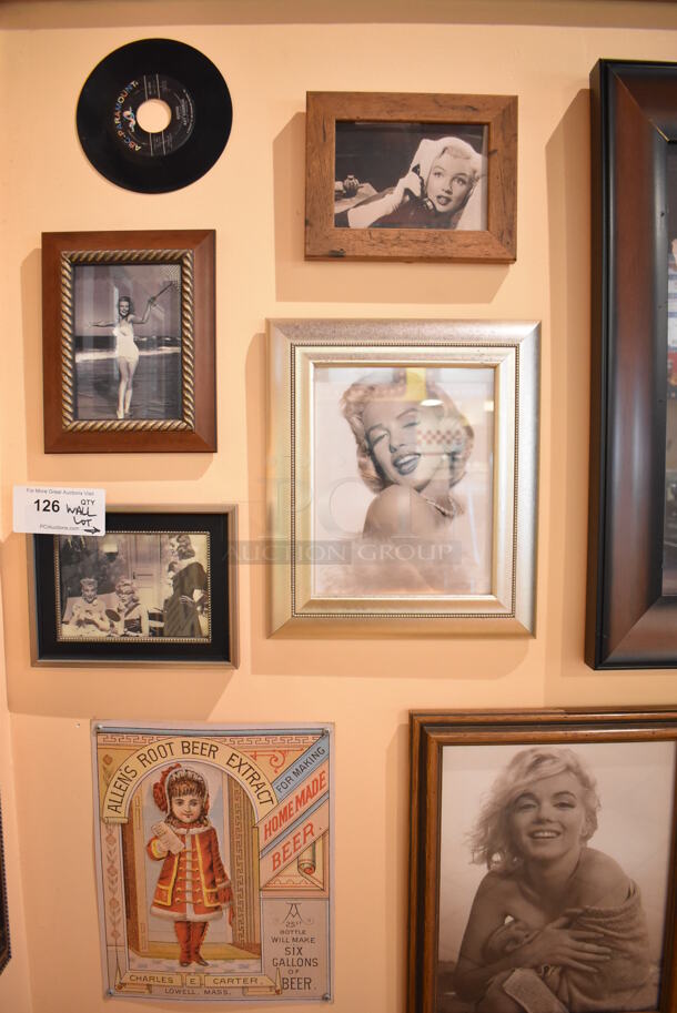 ALL ONE MONEY! Wall Lot of Various Pictures Including Marilyn Monroe and Cars. BUYER MUST REMOVE. (Lobby) - Image 2 of 6